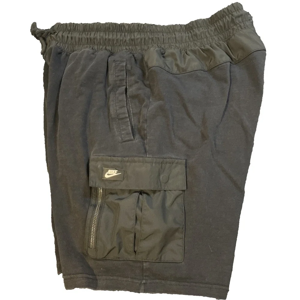NIKE Sportswear cotton Lightweight Fleece Shorts Men's Medium Black cargo
